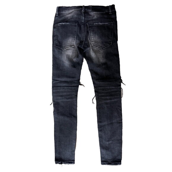 Valabasas Mens Black Distressed Skinny Jeans 29 Buttonfly Designer Denim - Picture 3 of 10